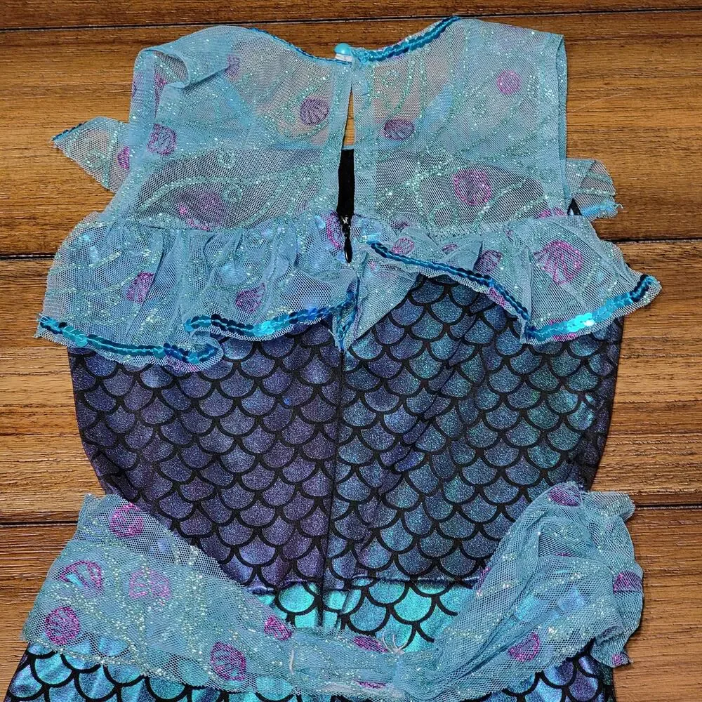 Spirit Halloween Girls Blue Mermaid Jumpsuit - Size Small - Picture 6 of 9